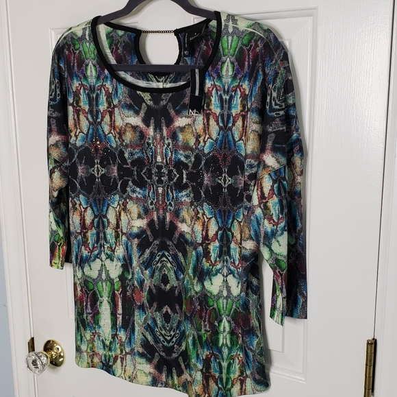 Embellished scoopneck top NWT keyhole back with chain Goth Witchy ♡ - Picture 9 of 12